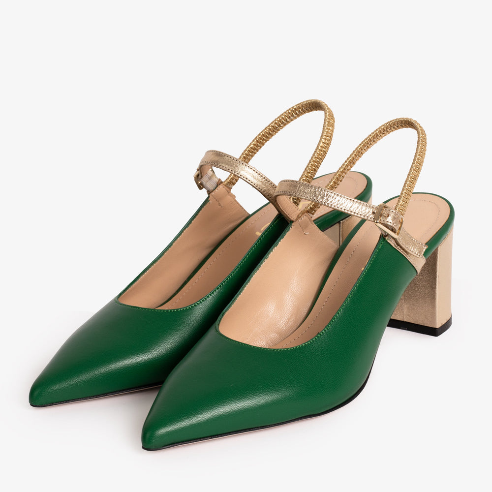 The Pompei Green Leather Slingback Sandal Exclusive Style