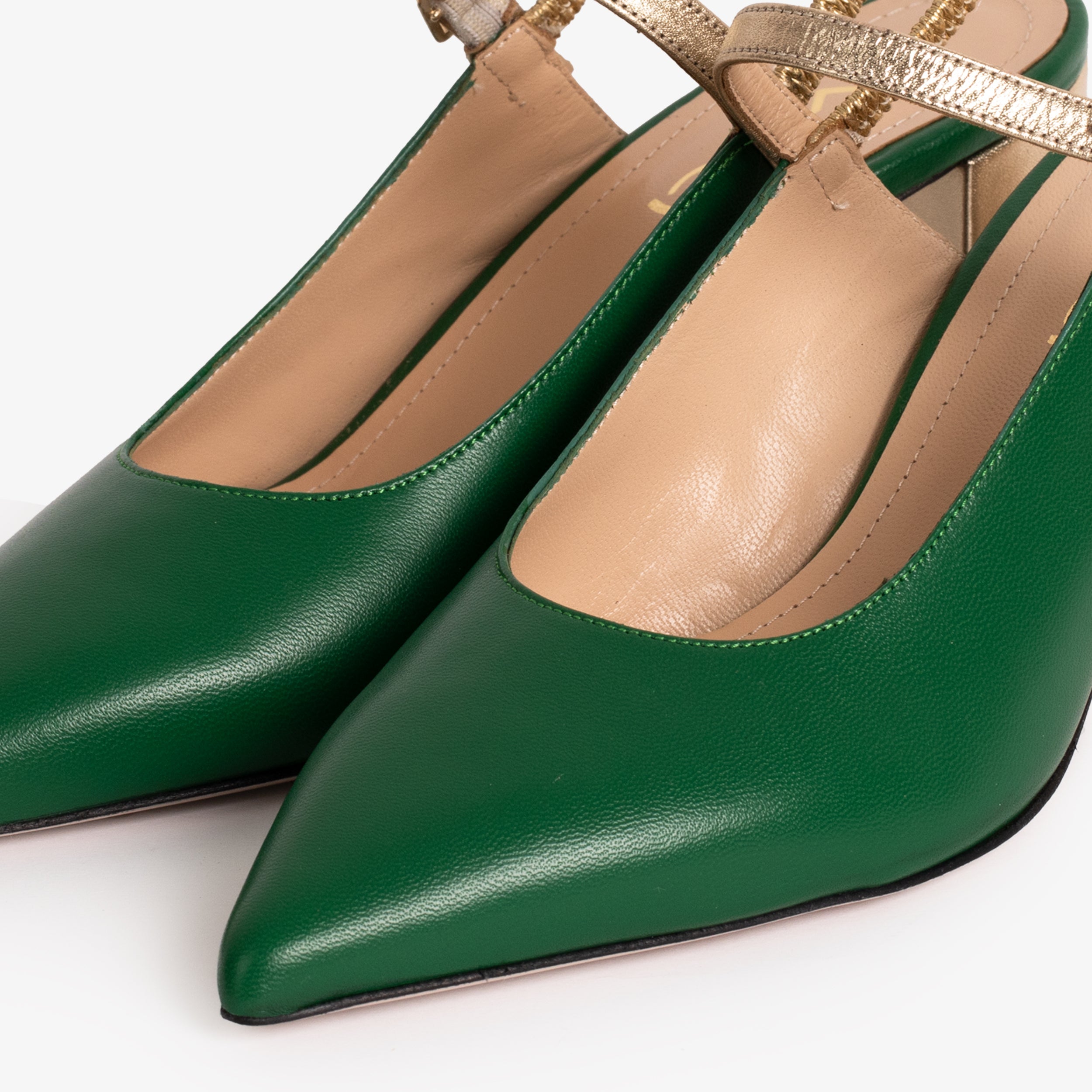 The Pompei Green Leather Slingback Sandal Exclusive Style