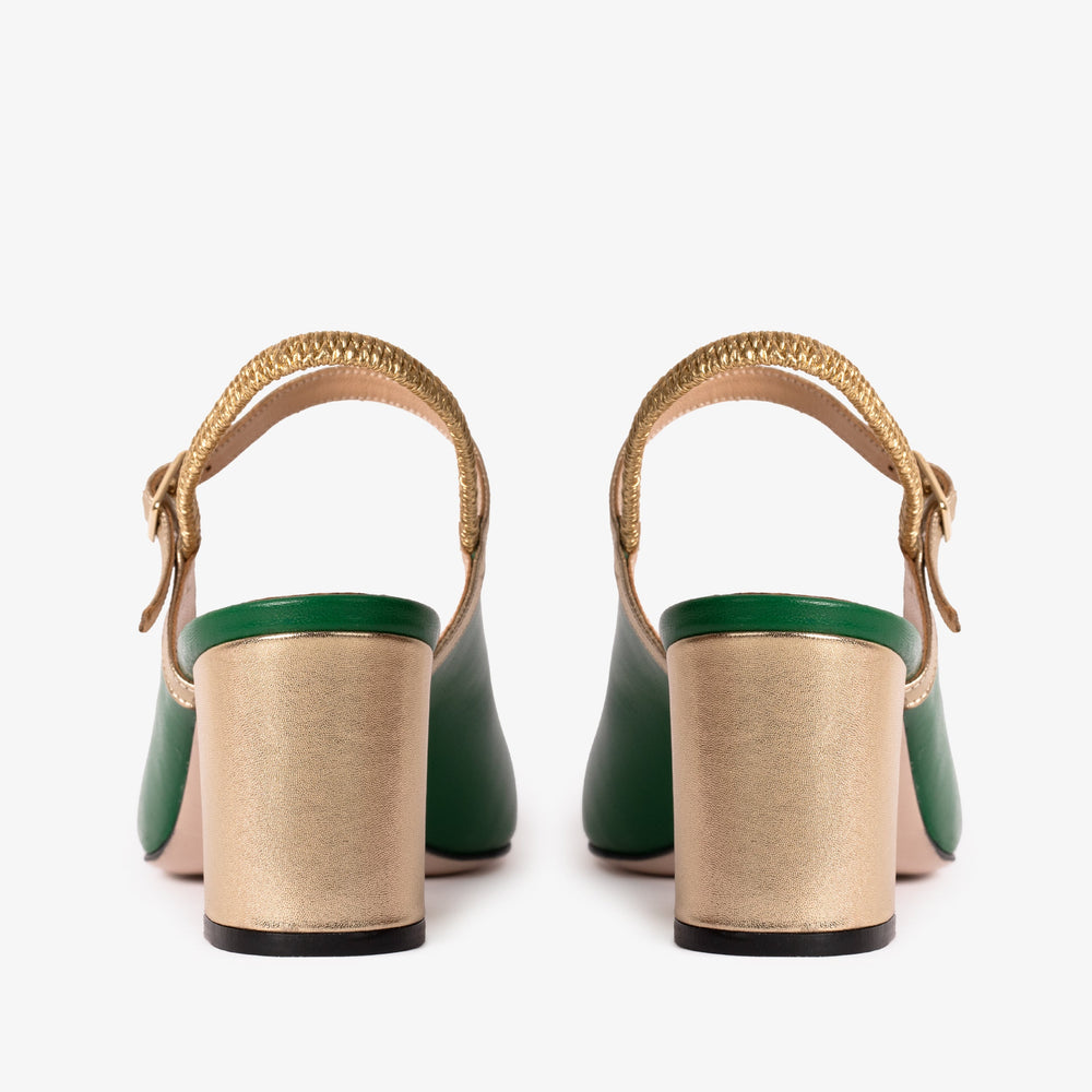 The Pompei Green Leather Slingback Sandal Exclusive Style