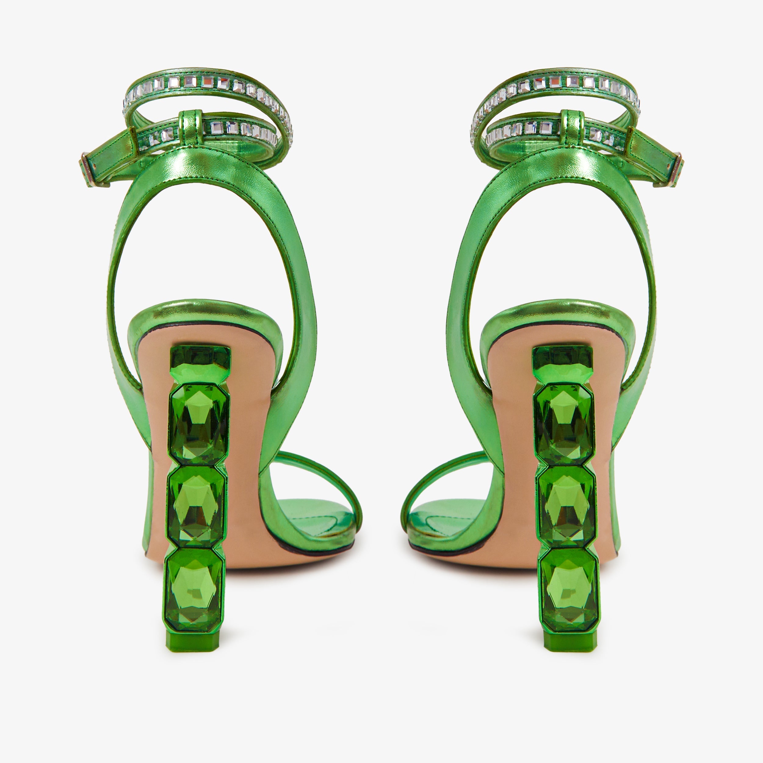 The Torola Green Stony Heel Leather Sandal Final Sale! Universal Fit