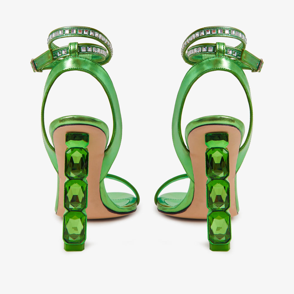 The Torola Green Stony Heel Leather Sandal Final Sale! Universal Fit