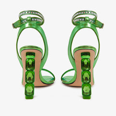 The Torola Green Stony Heel Leather Sandal Final Sale! Universal Fit