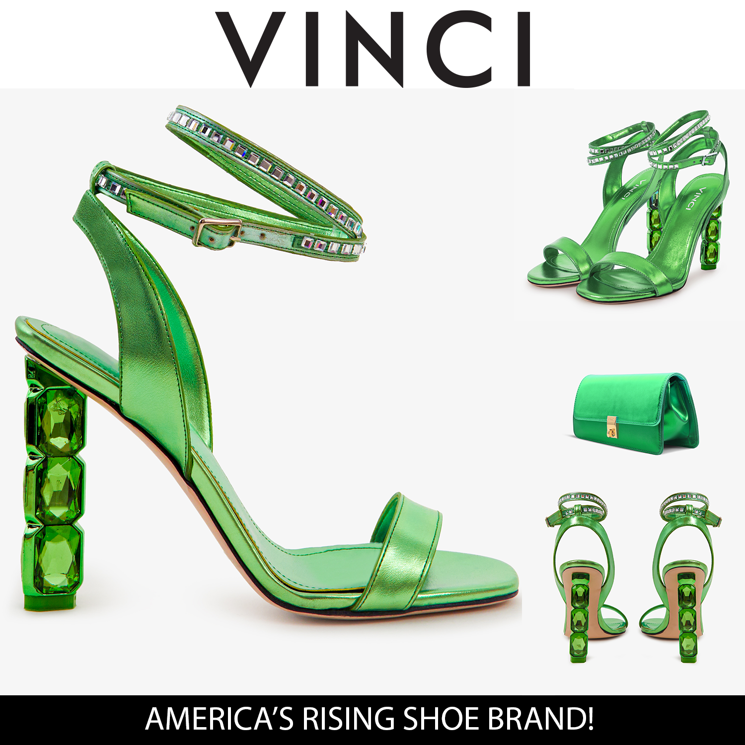 The Torola Green Stony Heel Leather Sandal Final Sale! Universal Fit
