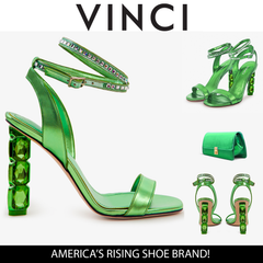 The Torola Green Stony Heel Leather Sandal Final Sale! Universal Fit