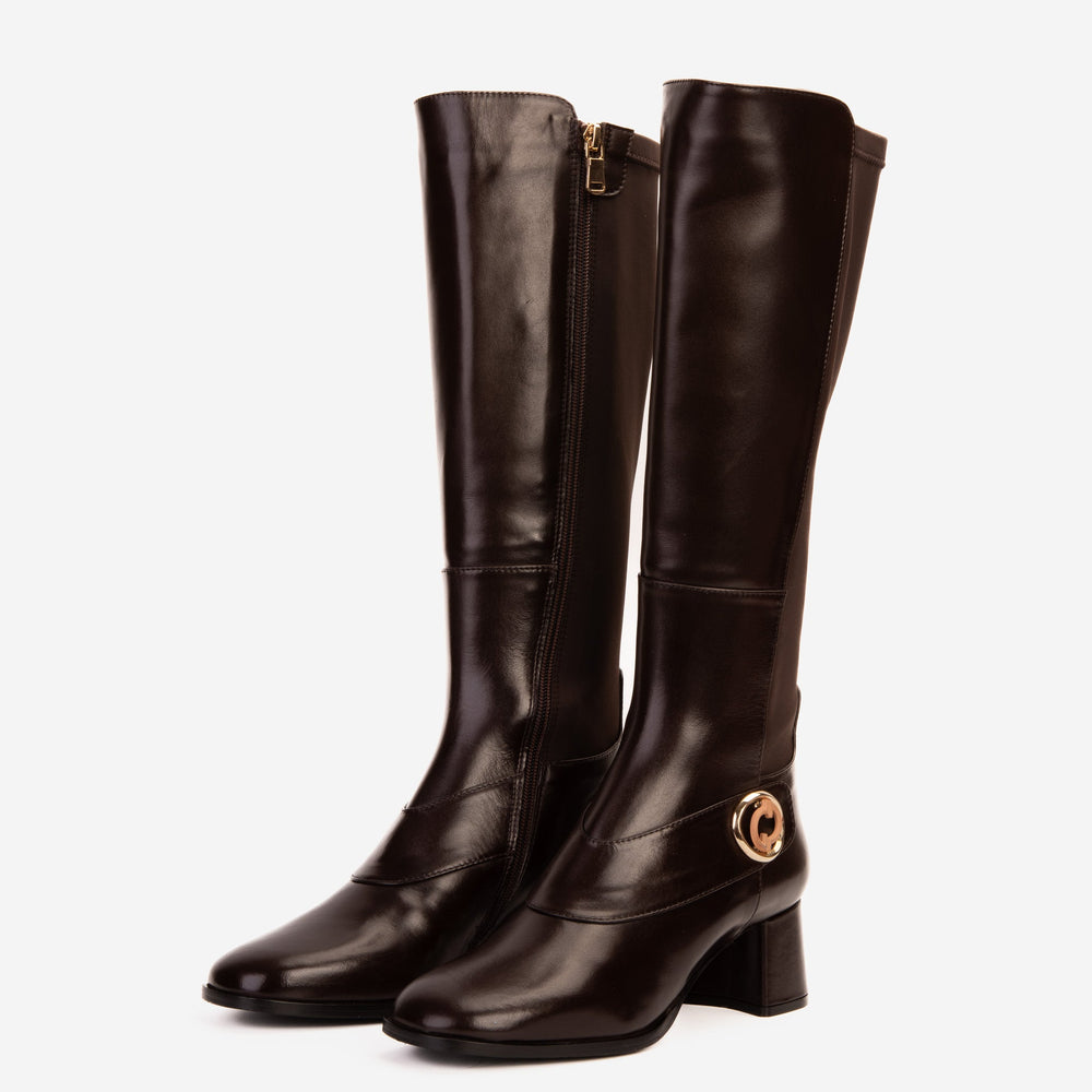 The Windsor Brown Leather Knee High Boot Fine Craftsmanship