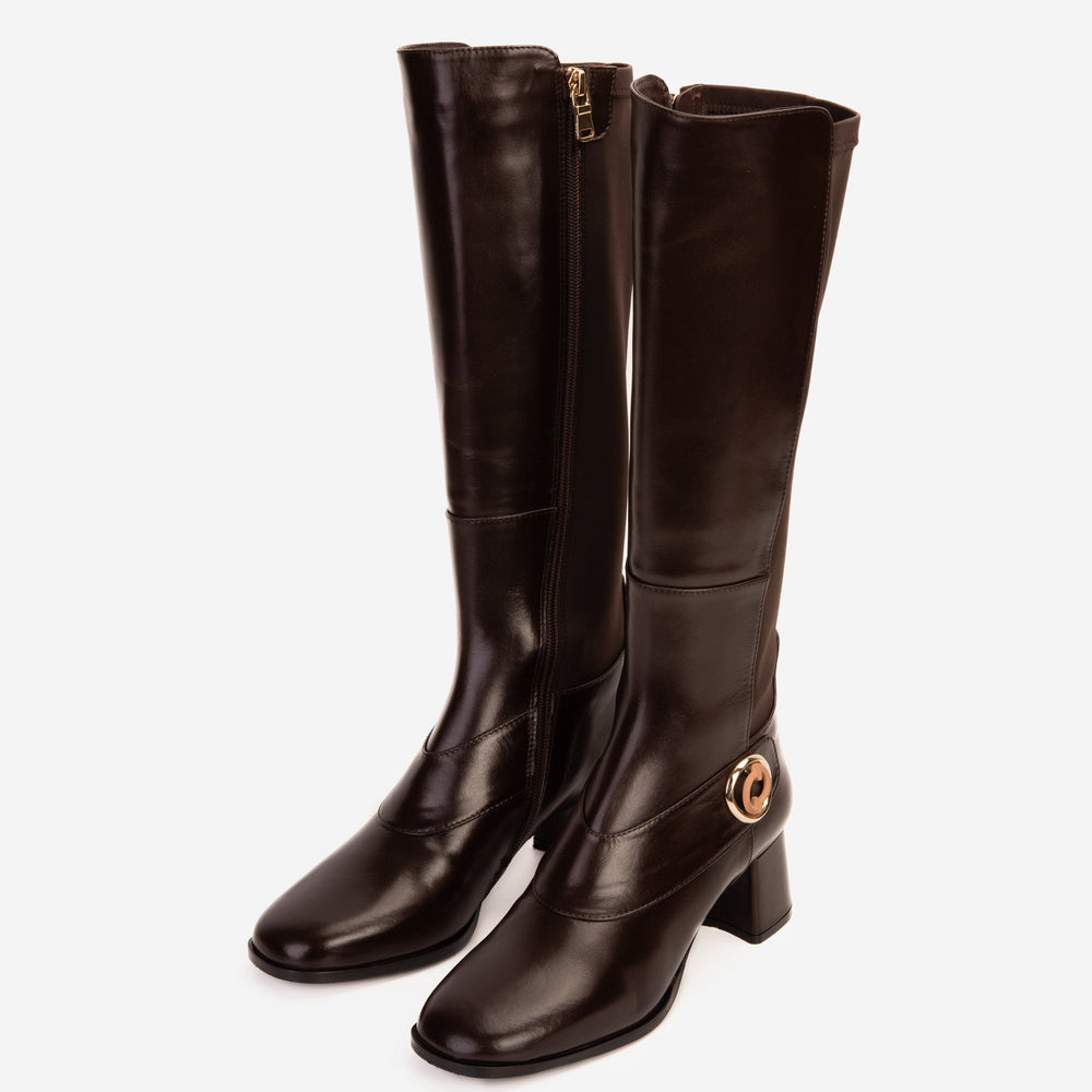 The Windsor Brown Leather Knee High Boot Fine Craftsmanship