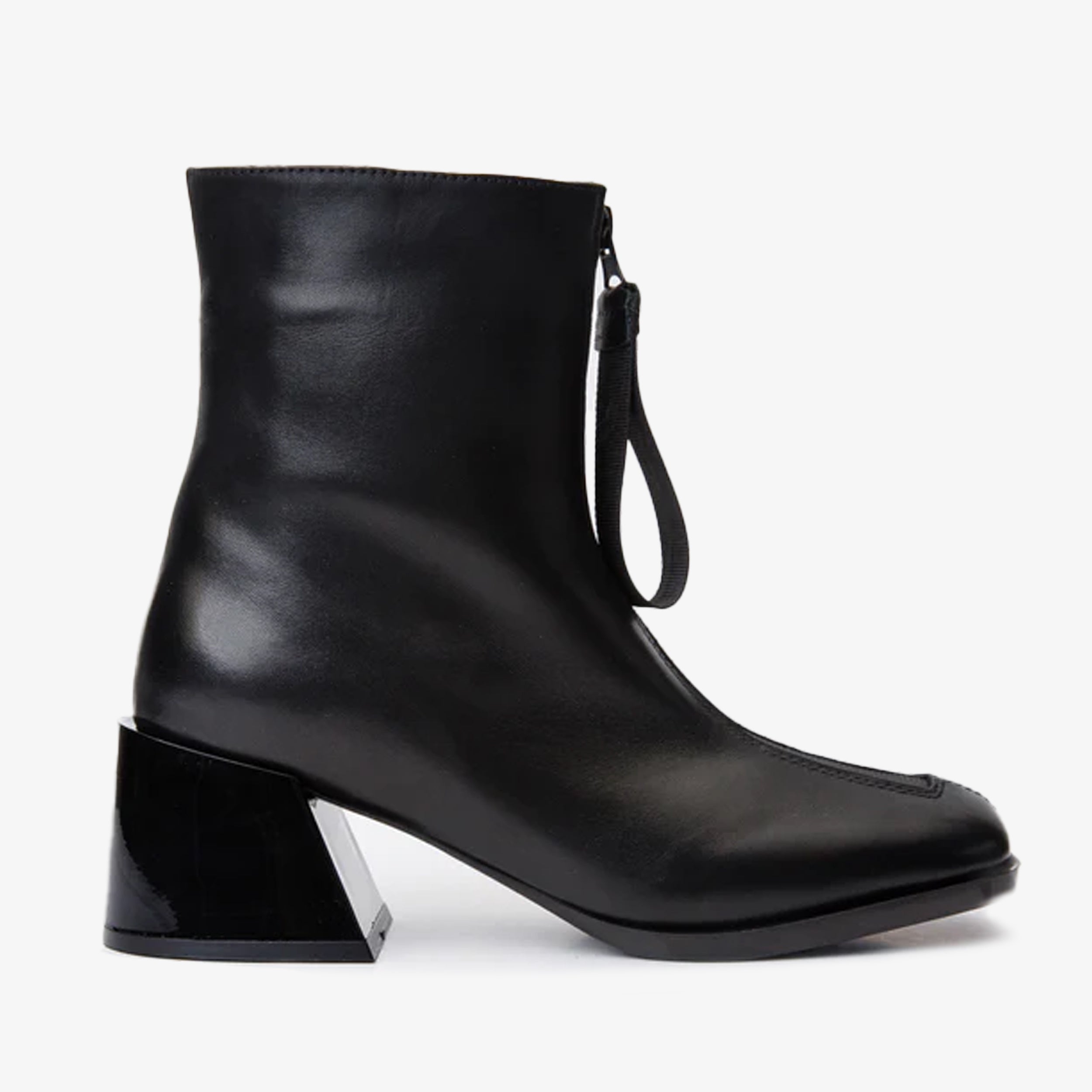 The Tackle Black Leather Block Heel Boot All New