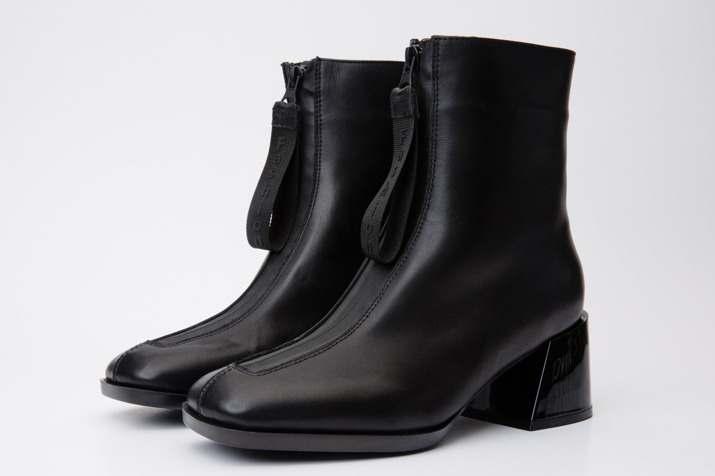 The Tackle Black Leather Block Heel Boot All New