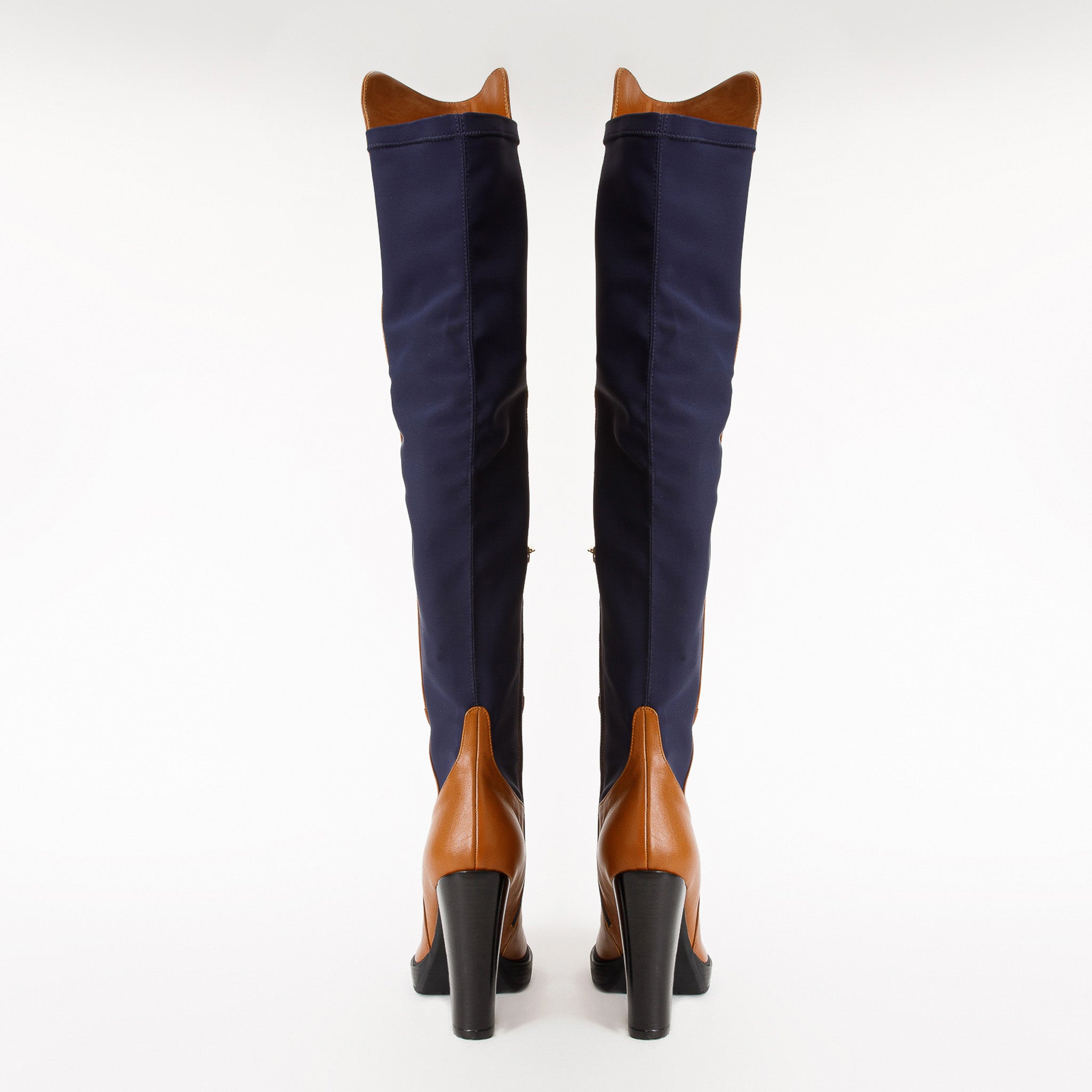 The Sao Paulo Tan Leather Knee High Platform Heel Boot Universal Fit