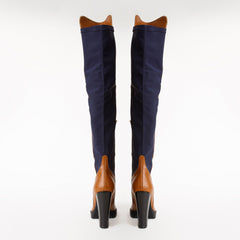 The Sao Paulo Tan Leather Knee High Platform Heel Boot Universal Fit