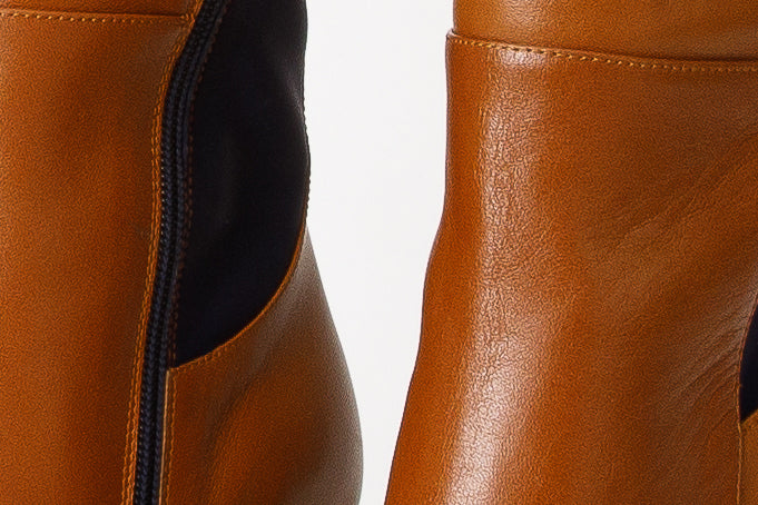 The Sao Paulo Tan Leather Knee High Platform Heel Boot Universal Fit
