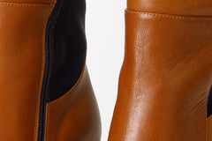 The Sao Paulo Tan Leather Knee High Platform Heel Boot Universal Fit