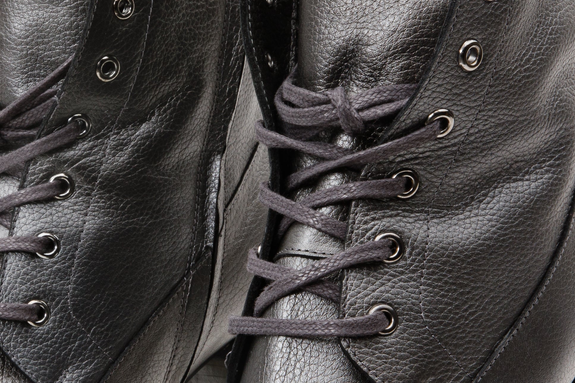 The Melo Gray Leather Natural Fur Mid Calf Platform Heel Boot Fine Craftsmanship