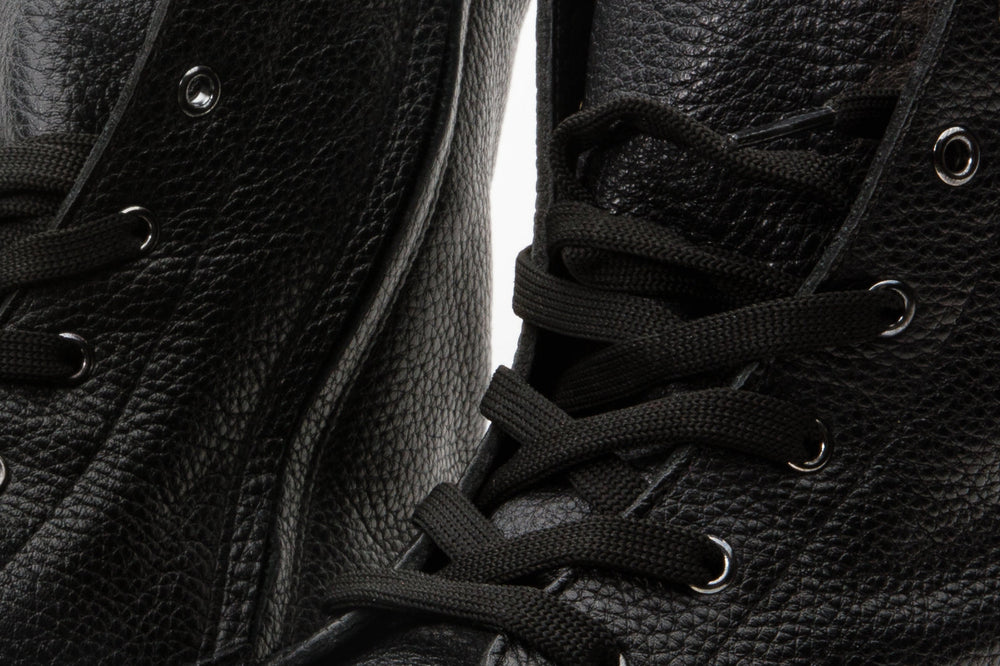 The Kajapati Black Leather Natural Fur Mid Calf Boot Exclusive Style