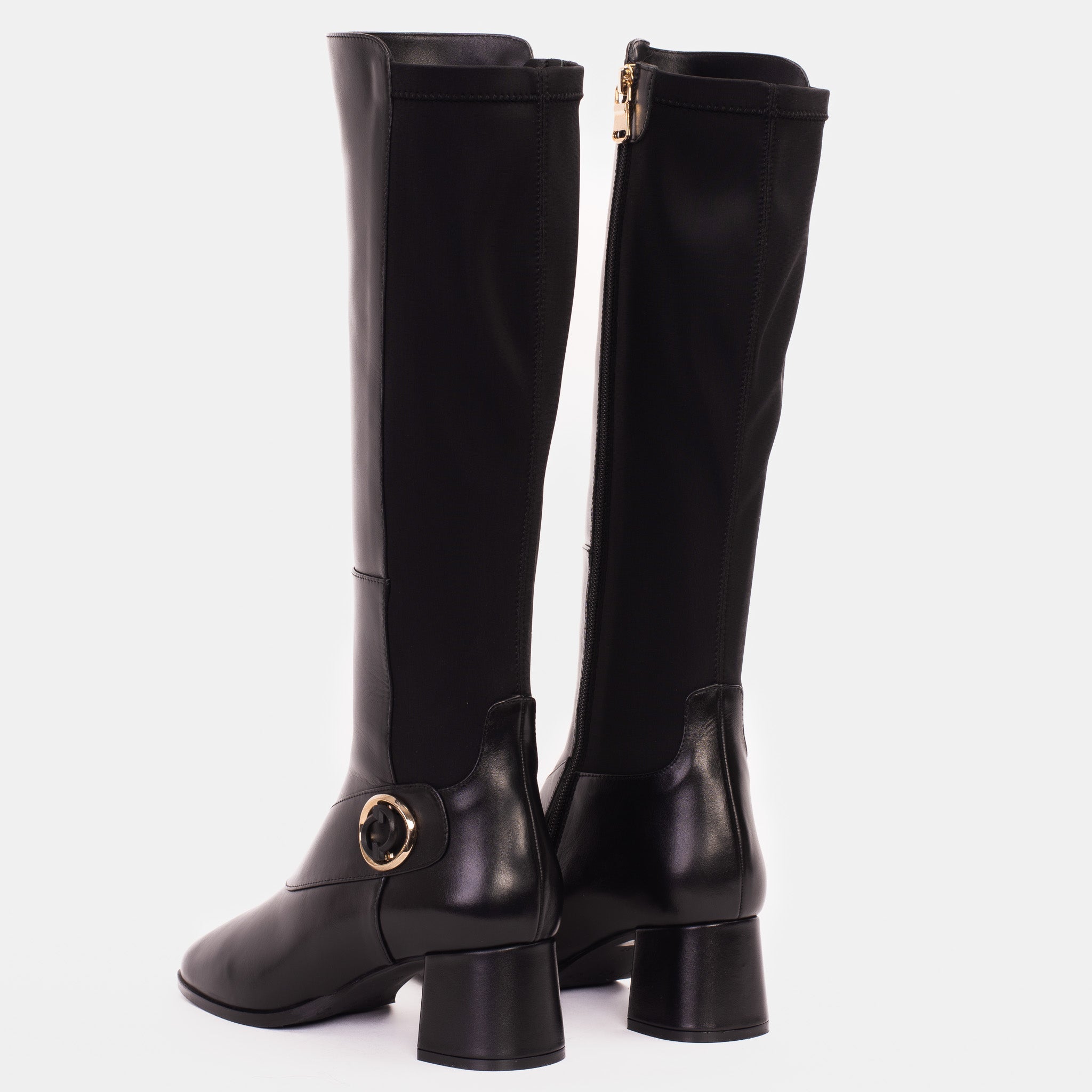 The Windsor Black Leather Knee High Boot On Sale