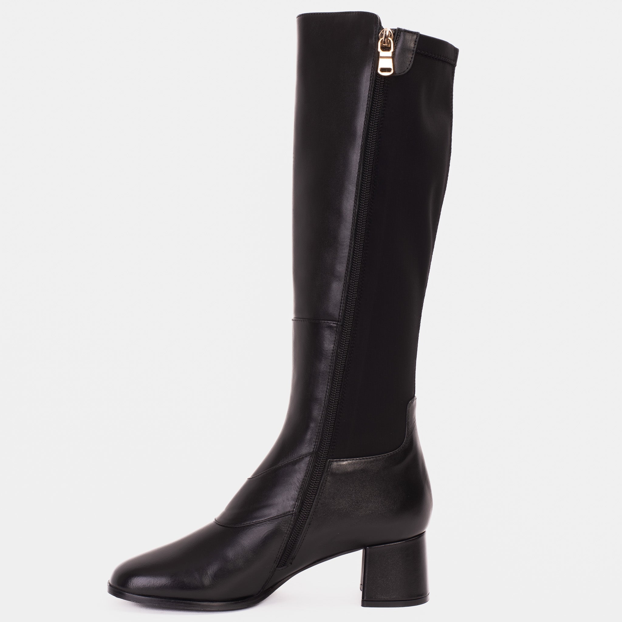 The Windsor Black Leather Knee High Boot On Sale