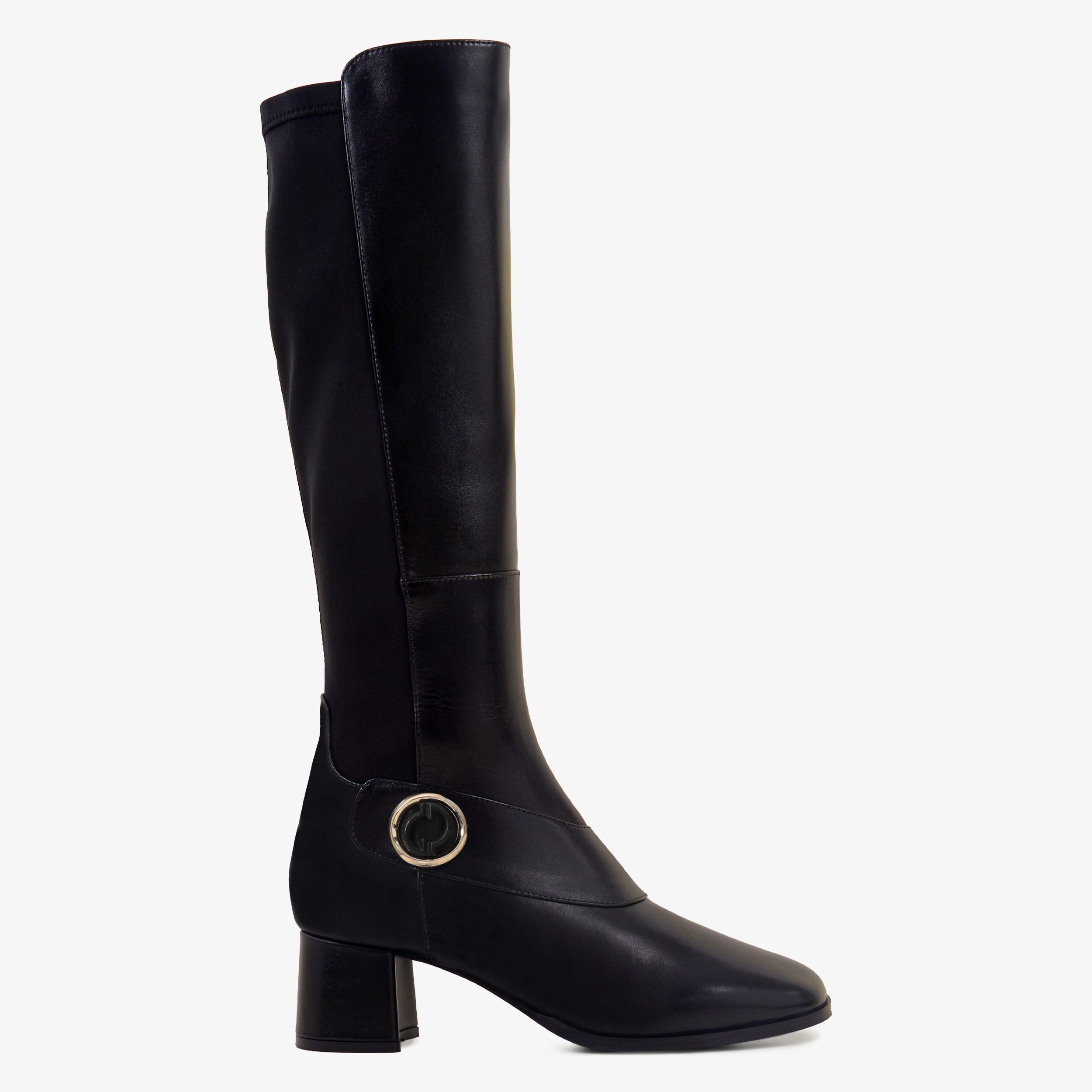 The Windsor Black Leather Knee High Boot On Sale
