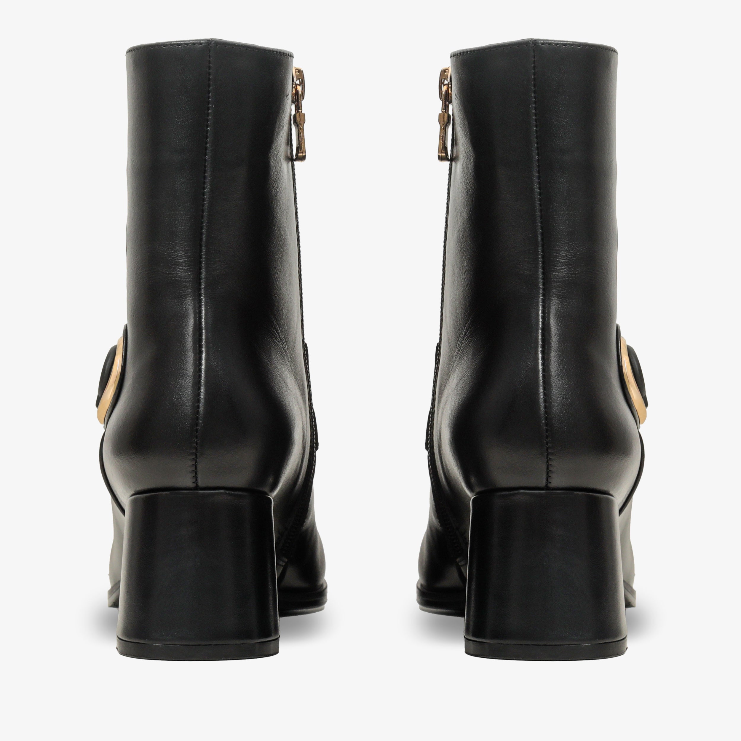 The Windsor Black Leather Block Heel Boot For Sale
