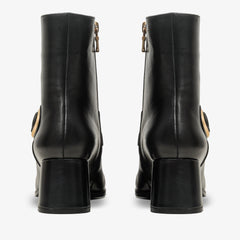 The Windsor Black Leather Block Heel Boot For Sale