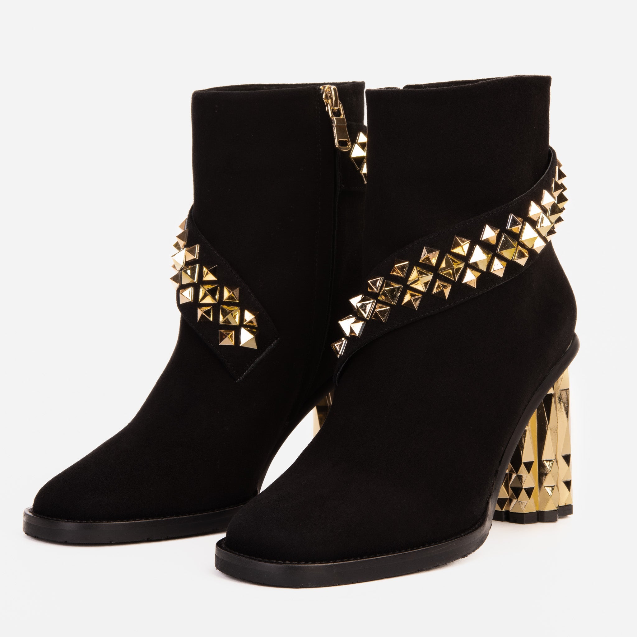 The Metal Black Suede Leather Block Heel Boot Universal Fit