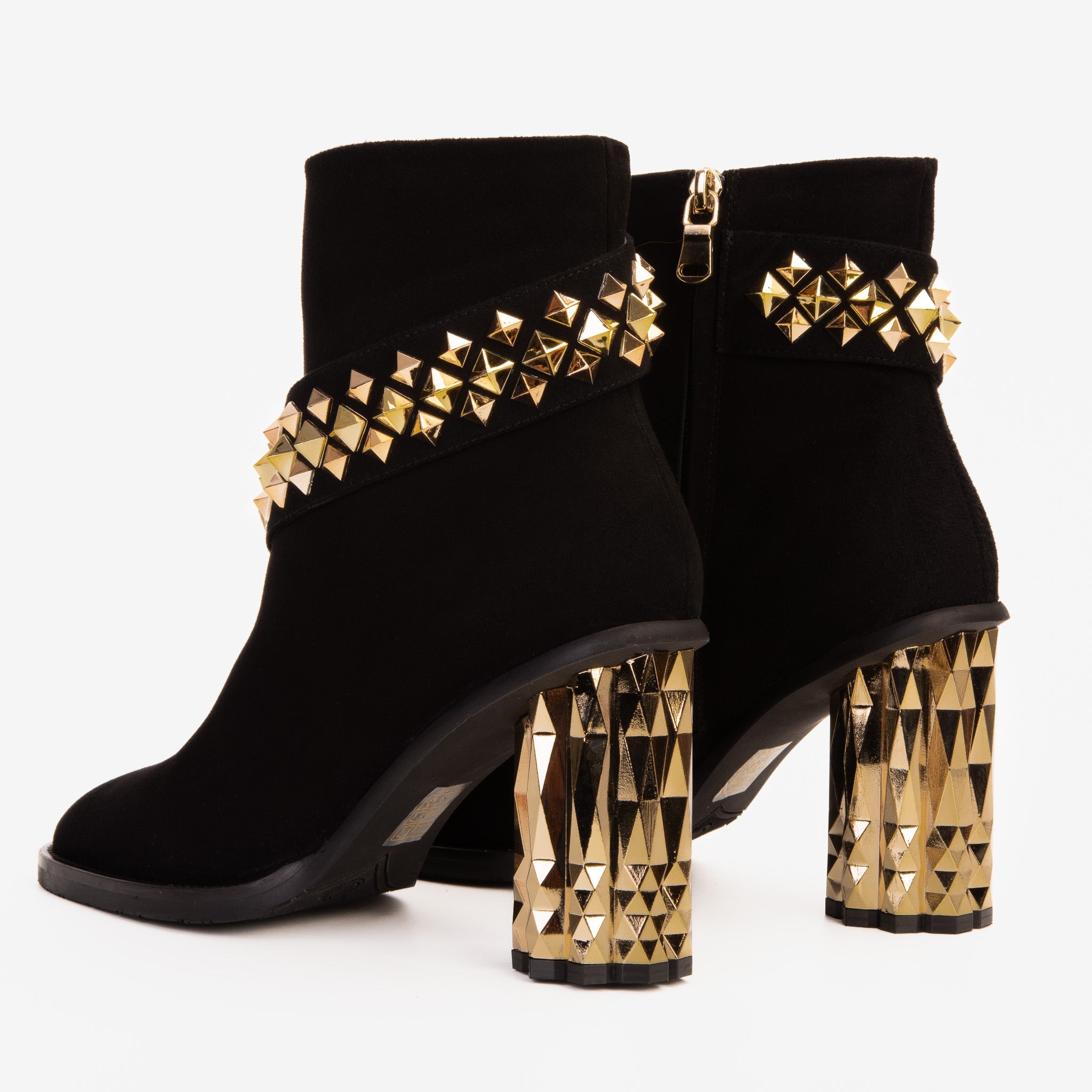 The Metal Black Suede Leather Block Heel Boot Universal Fit