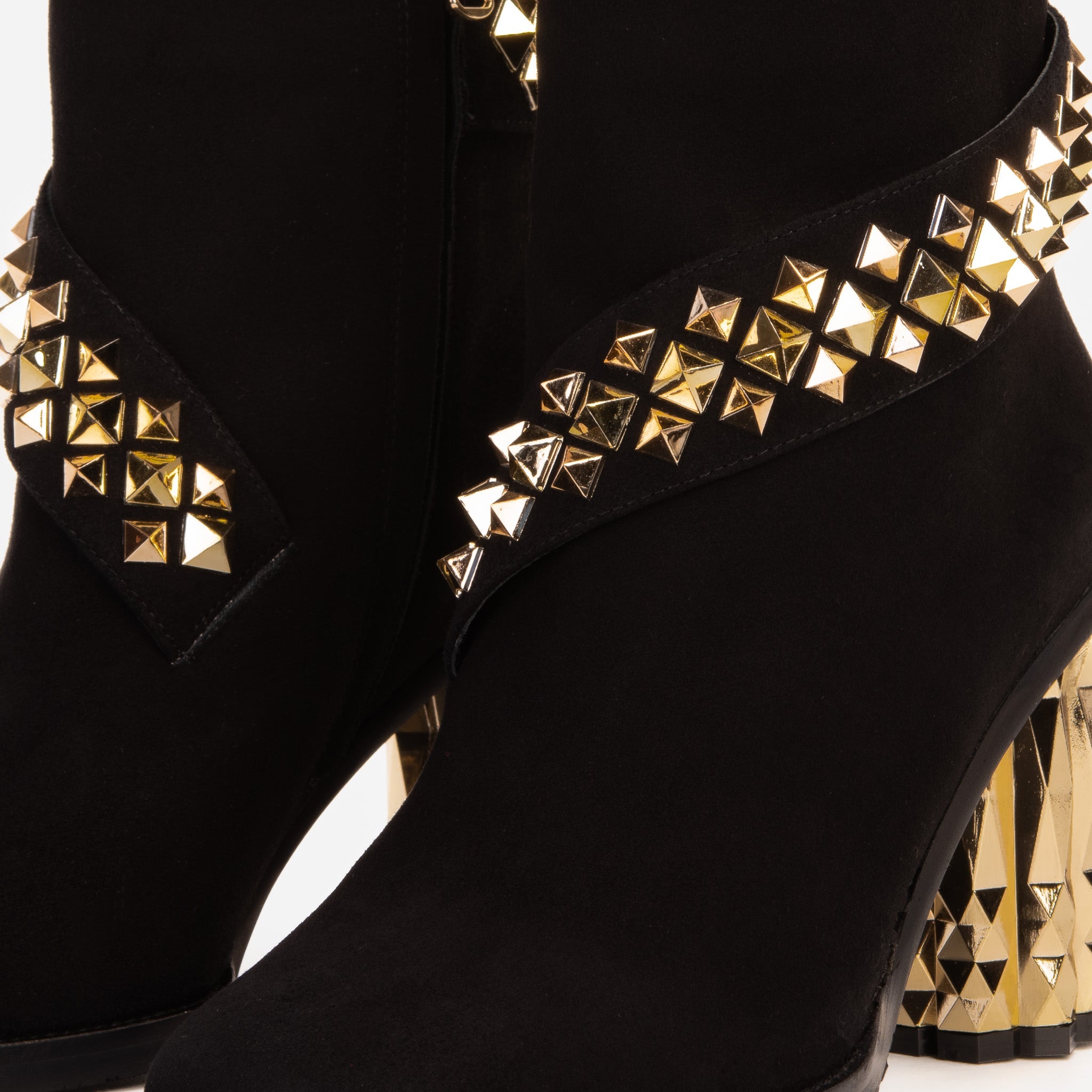 The Metal Black Suede Leather Block Heel Boot Universal Fit