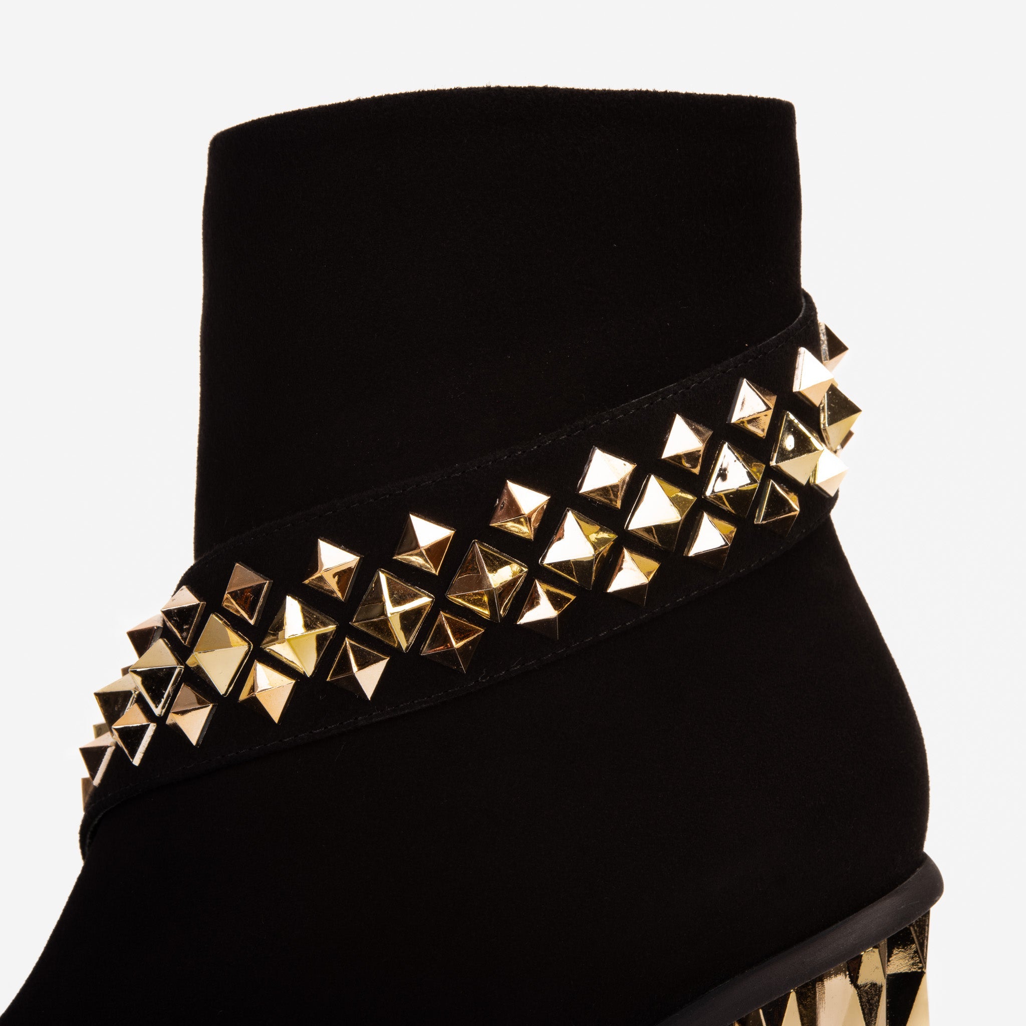 The Metal Black Suede Leather Block Heel Boot Universal Fit