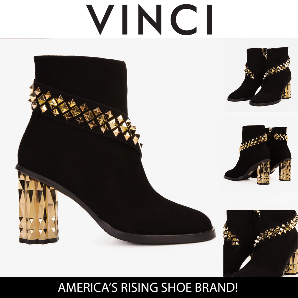 The Metal Black Suede Leather Block Heel Boot Universal Fit