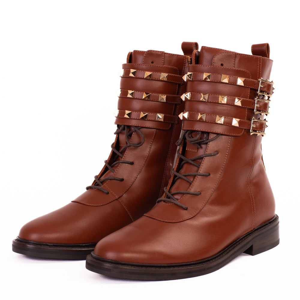 The Doncaster Brown Leather Lace-Up Mid Calf Boot With a Side Zipper Fine Craftsmanship