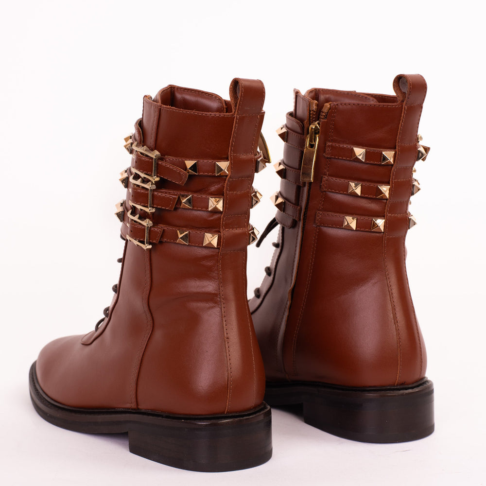 The Doncaster Brown Leather Lace-Up Mid Calf Boot With a Side Zipper Fine Craftsmanship