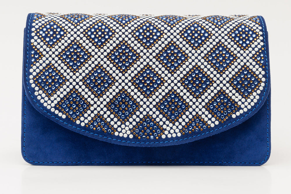 The Nampula Sax Blue Glitter Leather Handbag Exclusive Style