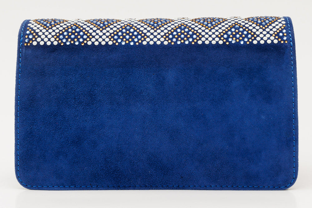 The Nampula Sax Blue Glitter Leather Handbag Exclusive Style
