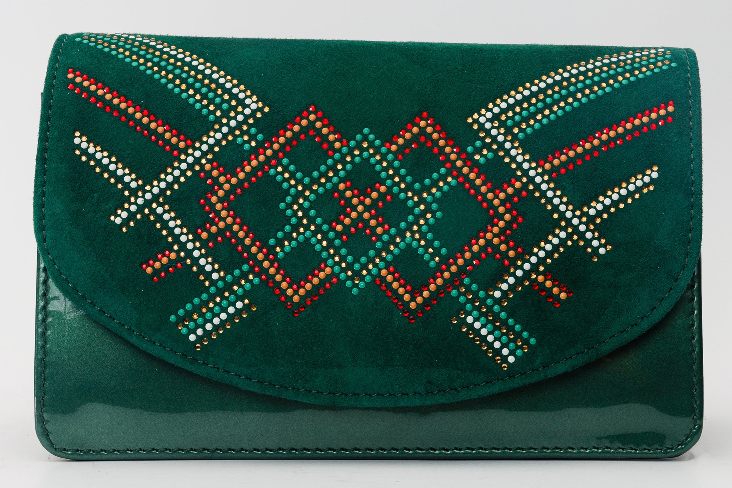 The Palma Green Glitter Leather Handbag On Sale