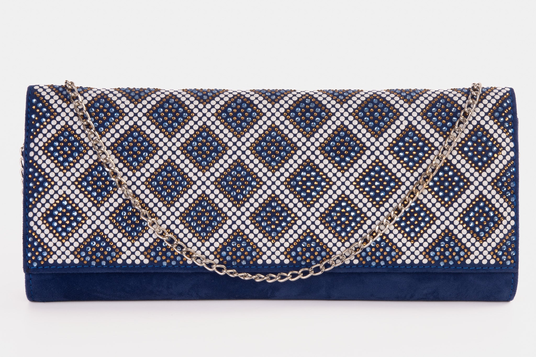The Nampula Sax Blue Glitter Suede Leather Clutch For Sale