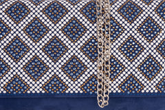 The Nampula Sax Blue Glitter Suede Leather Clutch For Sale
