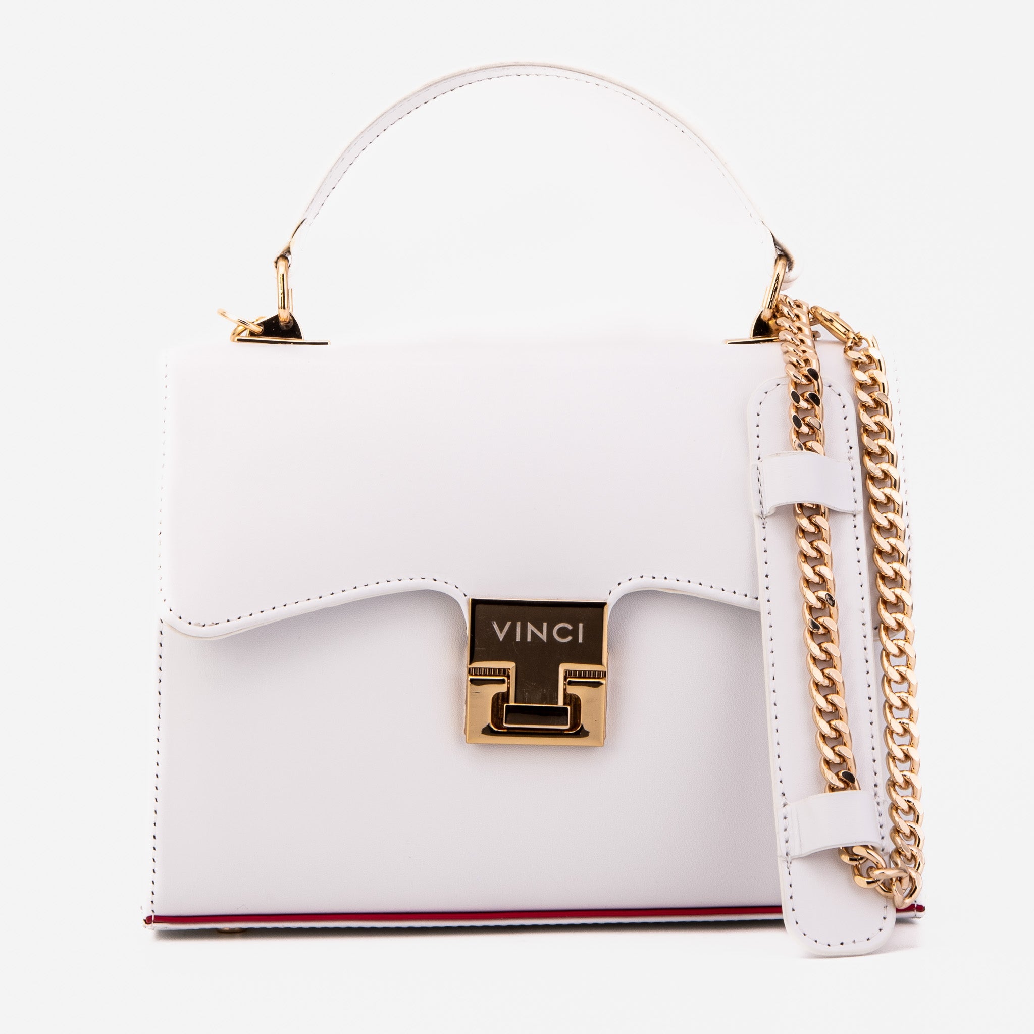 The Ege White Leather Handbag All New