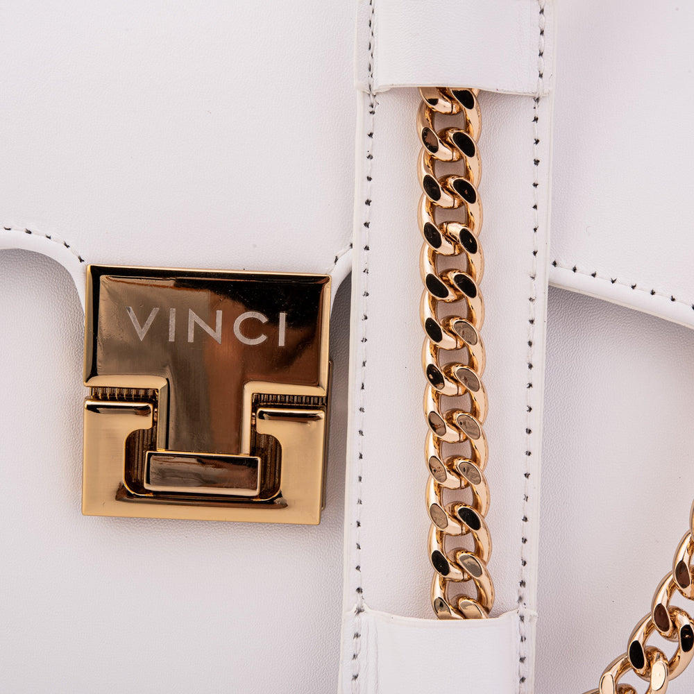 The Ege White Leather Handbag All New
