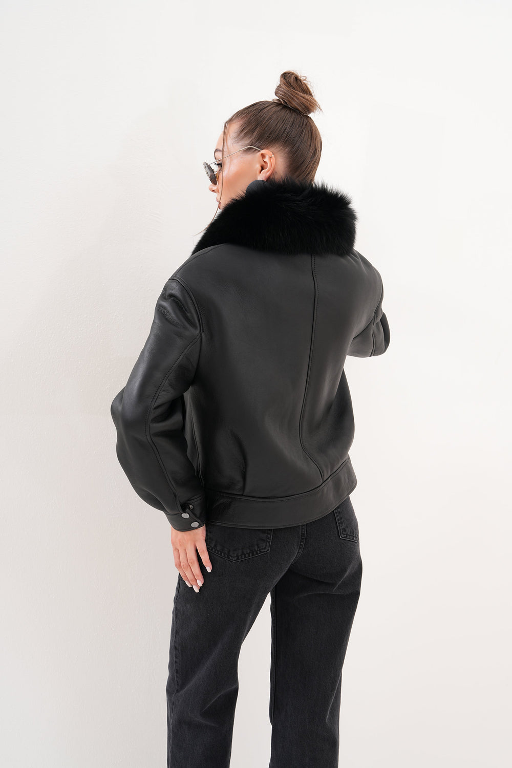 The Auretta Black Shearling Leather Jacket All New