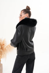 The Auretta Black Shearling Leather Jacket All New