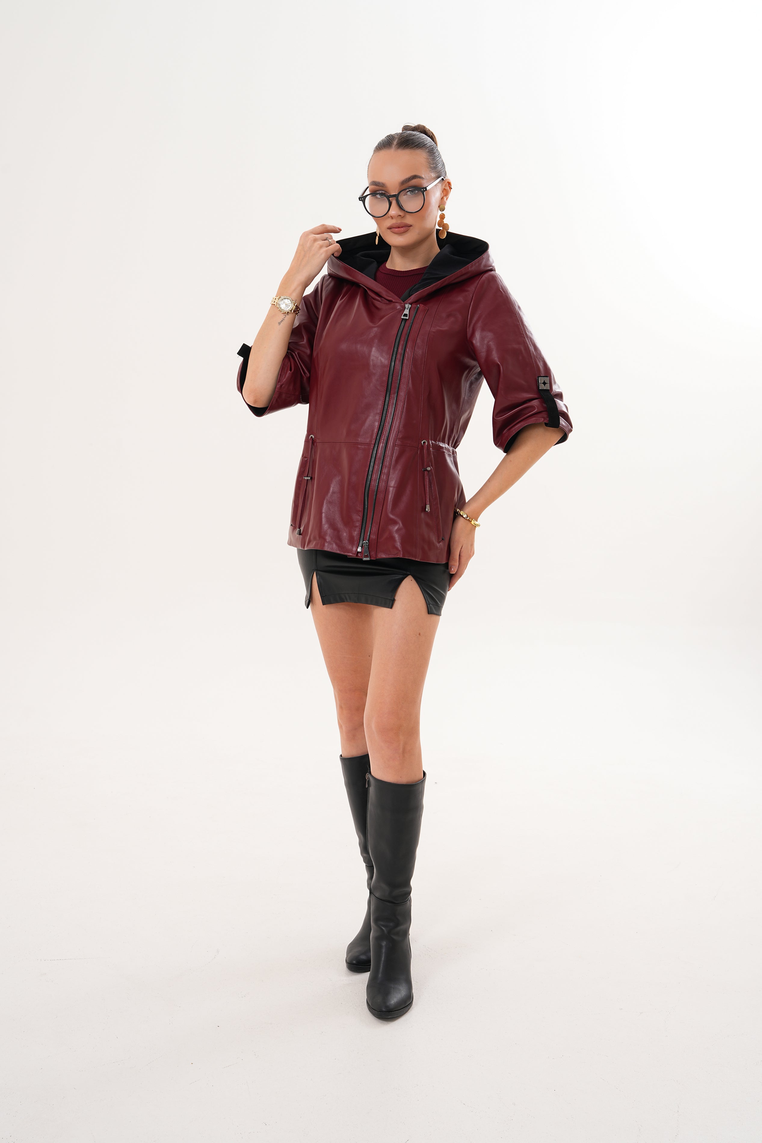 The Hudson Burgundy Leather Jacket Fine Craftsmanship