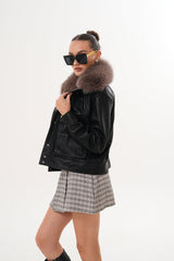 The Auretta Textured Leather Jacket On Sale