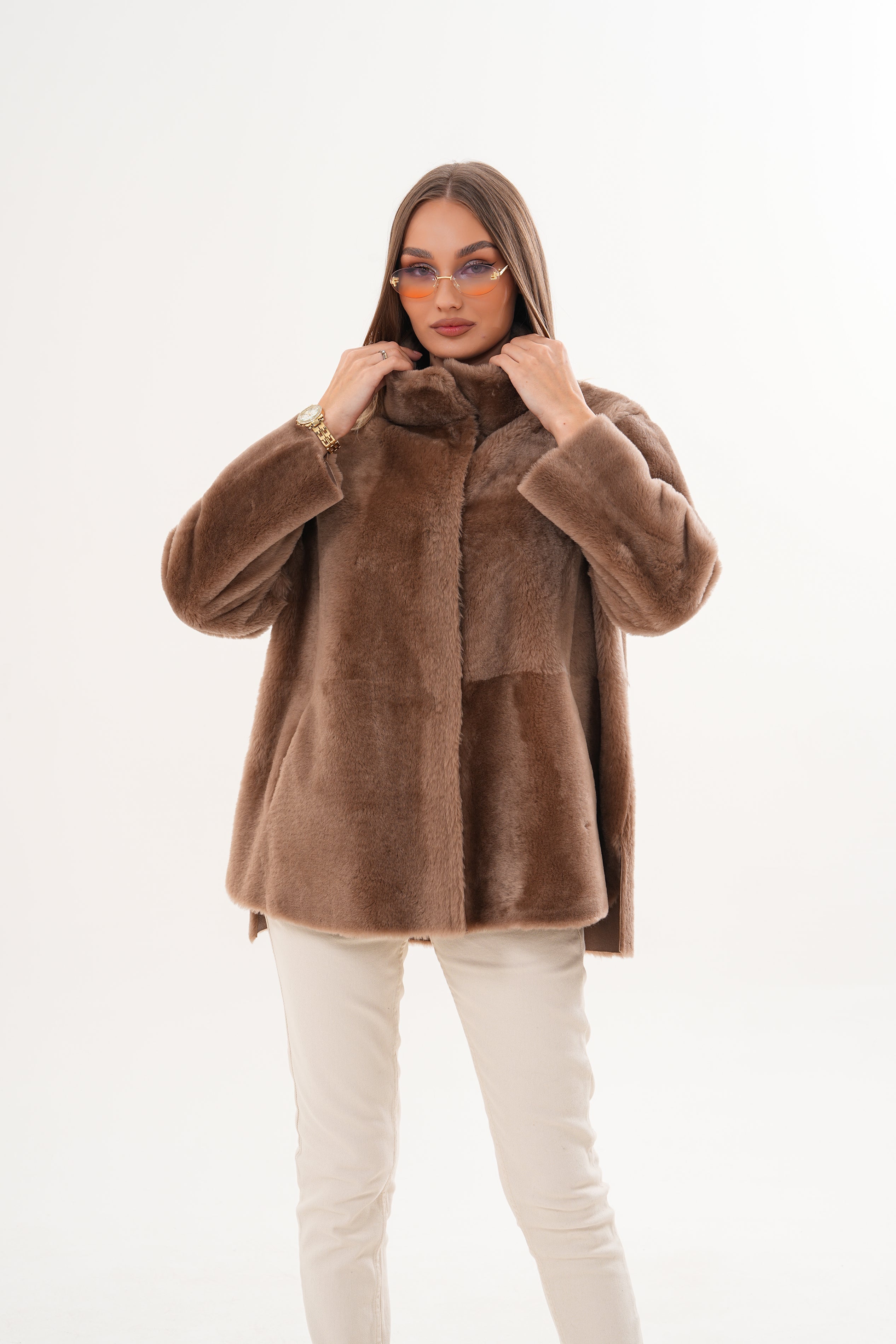 The Belluna Camel Reversible Shearling Jacket All New