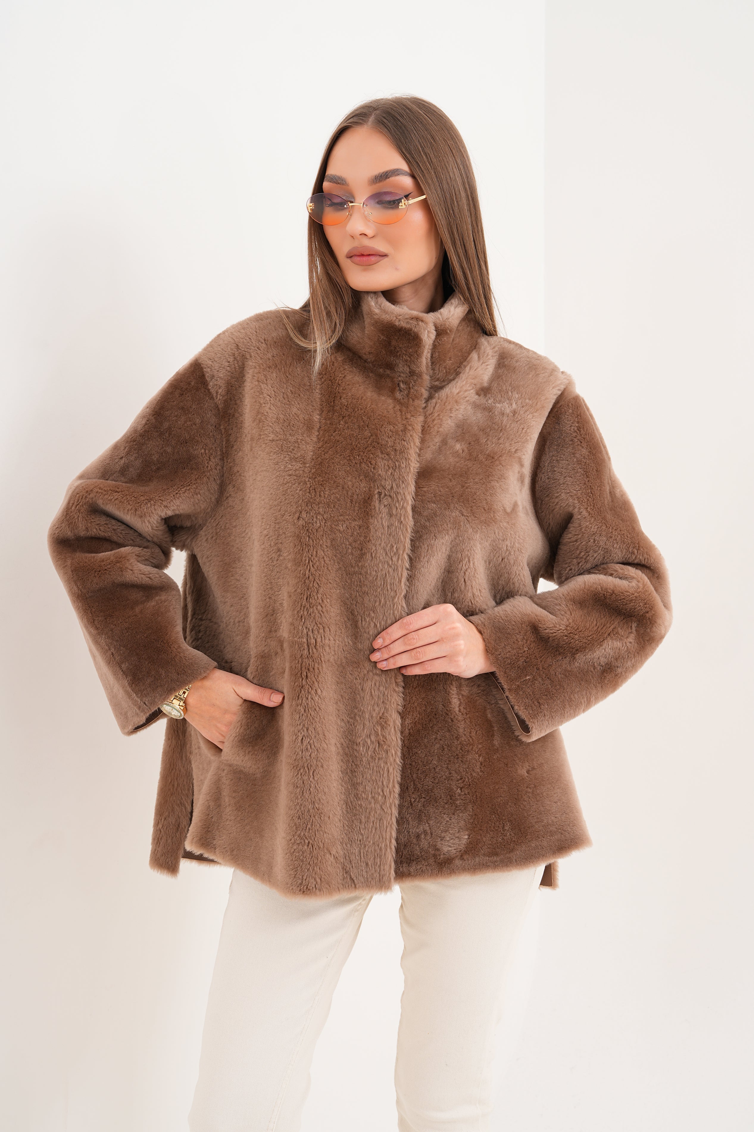 The Belluna Camel Reversible Shearling Jacket All New