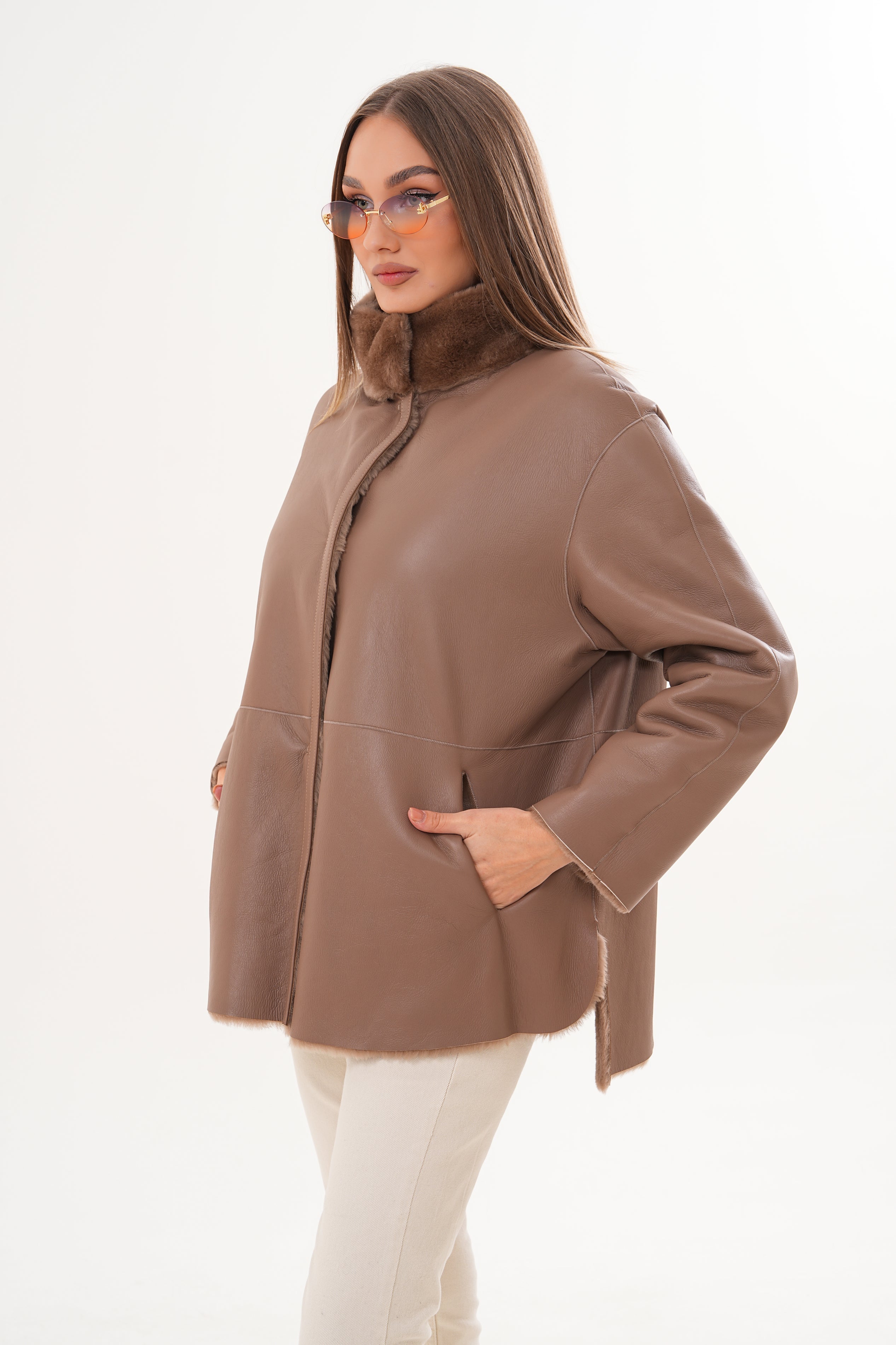 The Belluna Camel Reversible Shearling Jacket All New