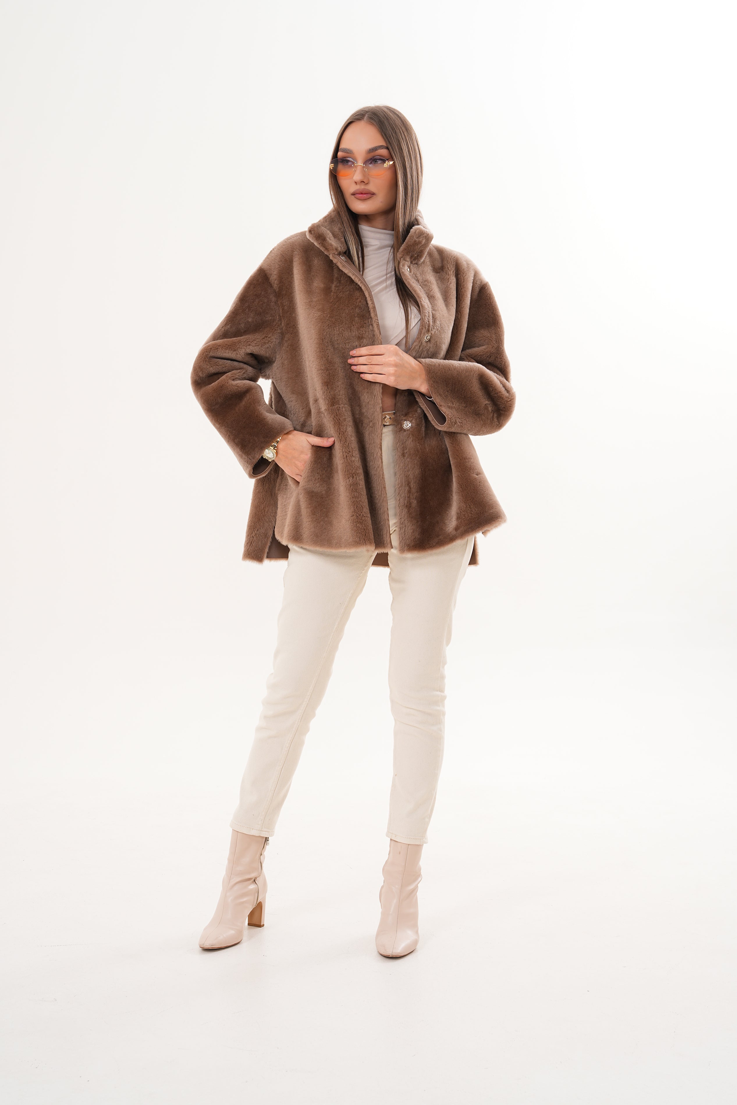 The Belluna Camel Reversible Shearling Jacket All New