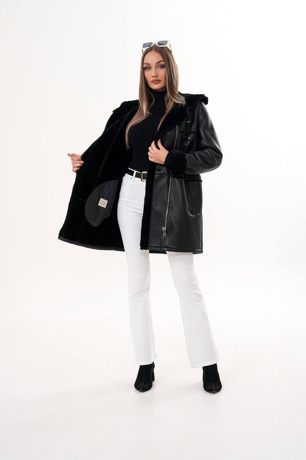 The Belluna Black Shearling Jacket Universal Fit