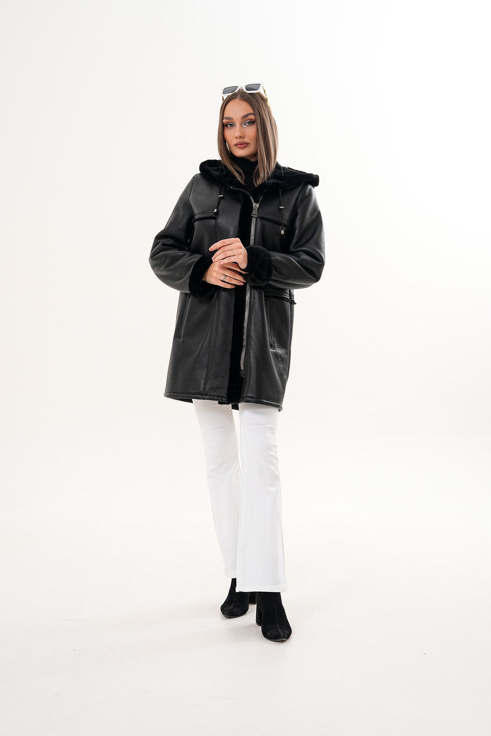 The Belluna Black Shearling Jacket Universal Fit