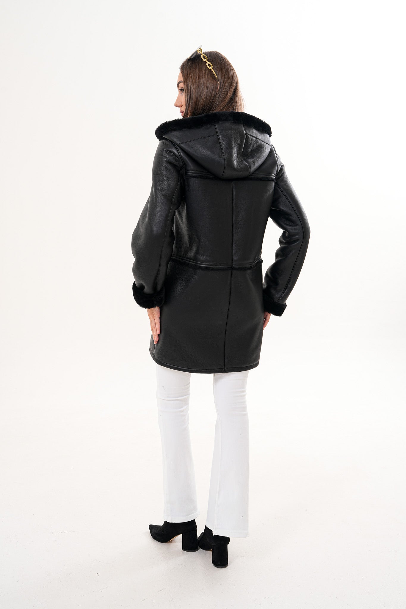 The Belluna Black Shearling Jacket Universal Fit