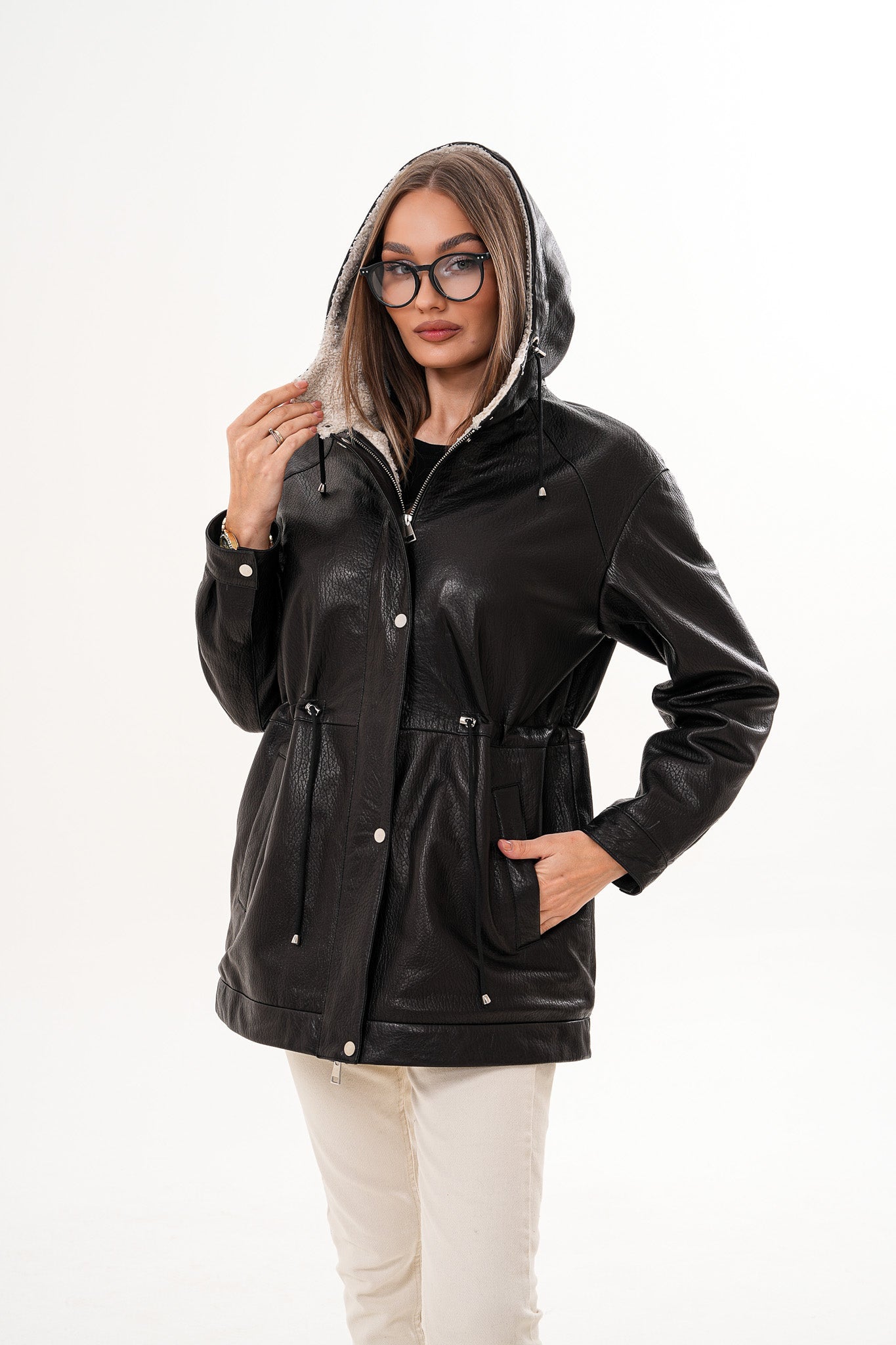 The Capri Black Hooded Leather Jacket Exclusive Style