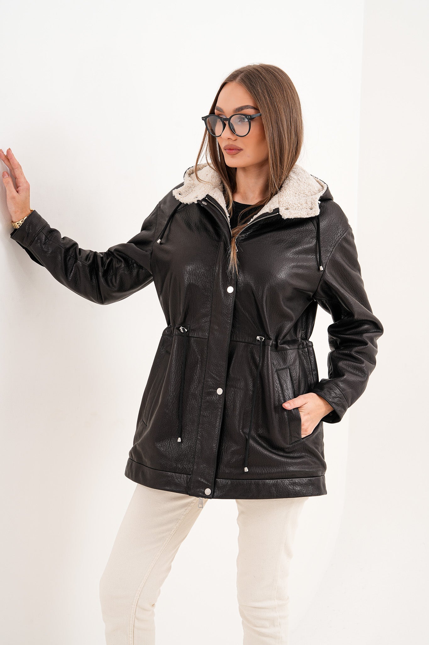 The Capri Black Hooded Leather Jacket Exclusive Style